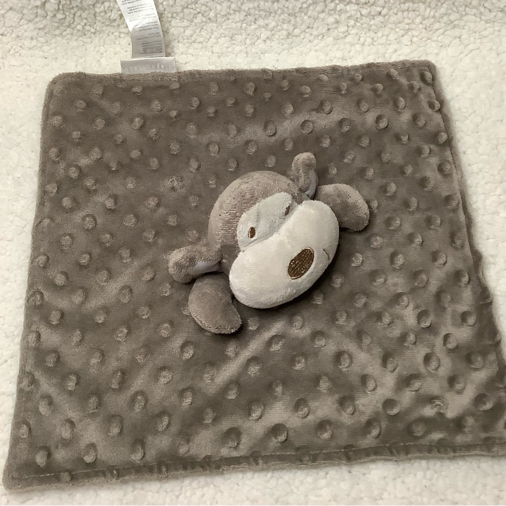 Elegant Baby Monkey Minky Dot Greyish Brown 11” Lovey Small Security Blanket